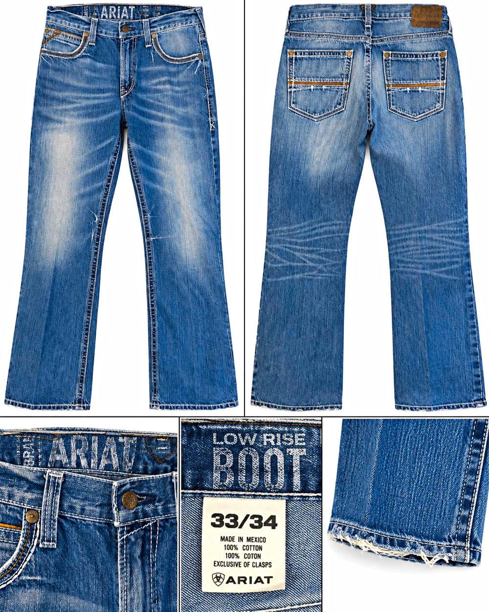 Ariat Low Rise Boot Men’s Bootcut Blue Denim Jeans 33x34 5-Pocket